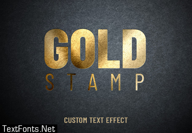 Gold stamp custom text effect Premium Psd