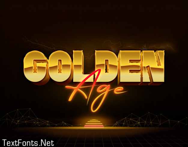 Golden age text effects template psd layer style