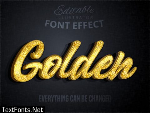 Golden text, editable font effect