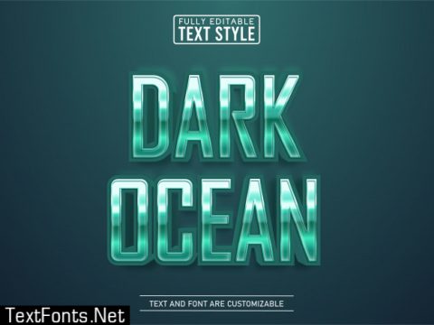 Green chrome metallic shining in the deep ocean text effect