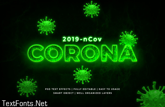 Green corona virus 3d text style