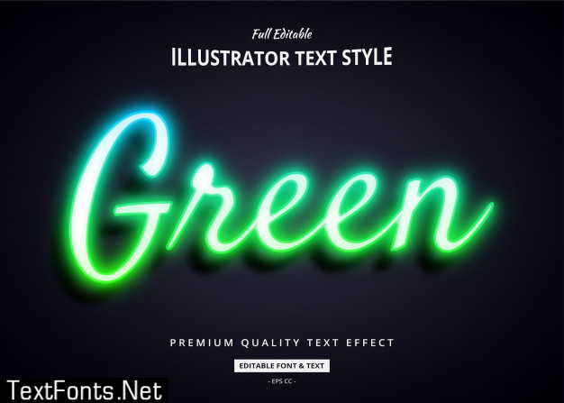 Green neon 3d text style effect