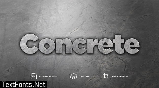 Grey concrete text effect design photoshop layer style effect