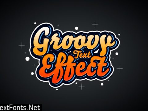 Groovy text effect Premium Psd