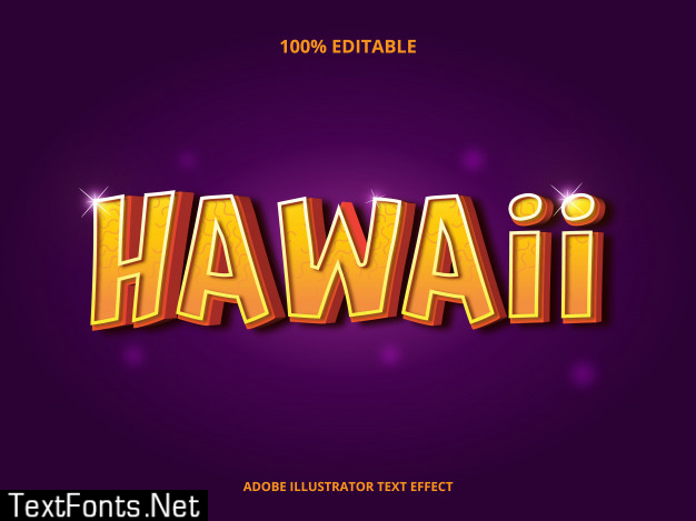 Hawaii text, editable font effect