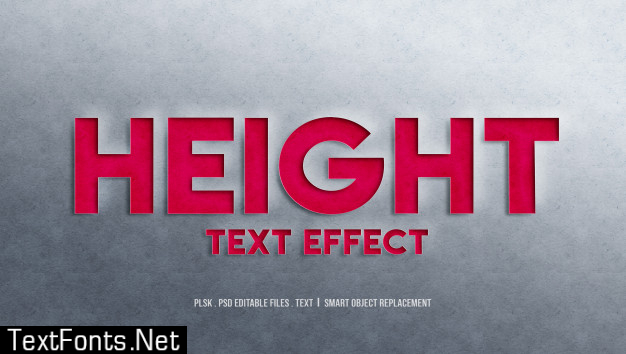 Height 3d text style effect