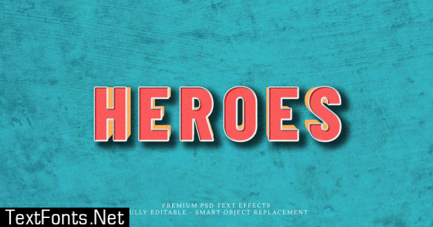 Heroes 3d text style effect psd