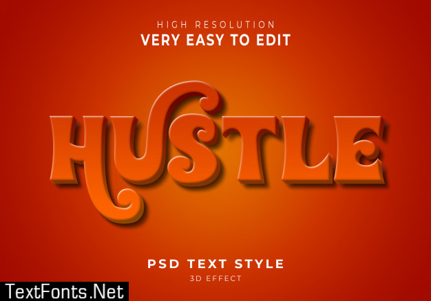 Hustle 3d modern text effect