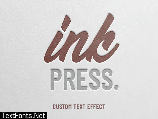 Ink press paper emboss text effect