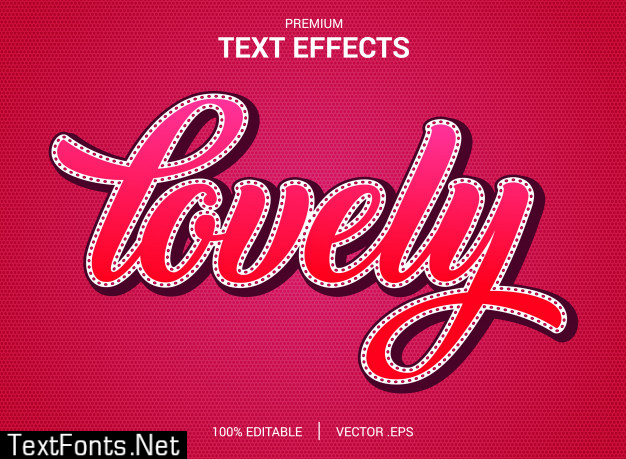 Lovely text effect vectors, set elegant pink purple abstract valentine text effect