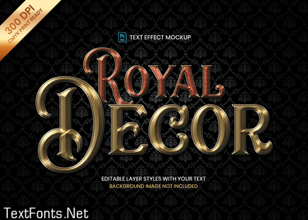 Luxury royal pattern logo text effect psd template.