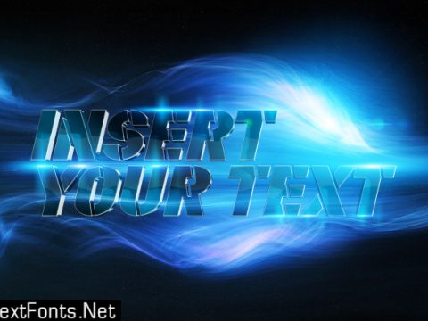 Metallic 3d text effect in blue smoke energy mockup