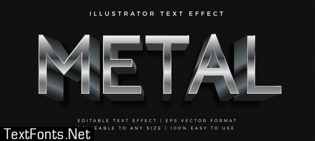 Metallic chrome text style font effect