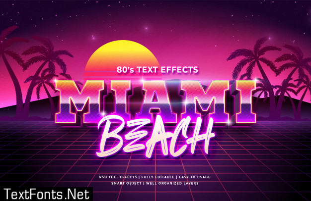 Miami beach 3d text style effect