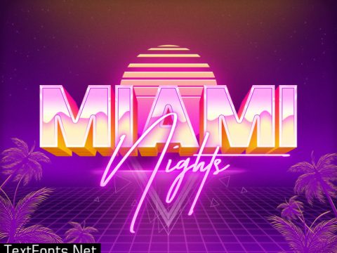 Miami nights text effects template psd layer style Premium Psd