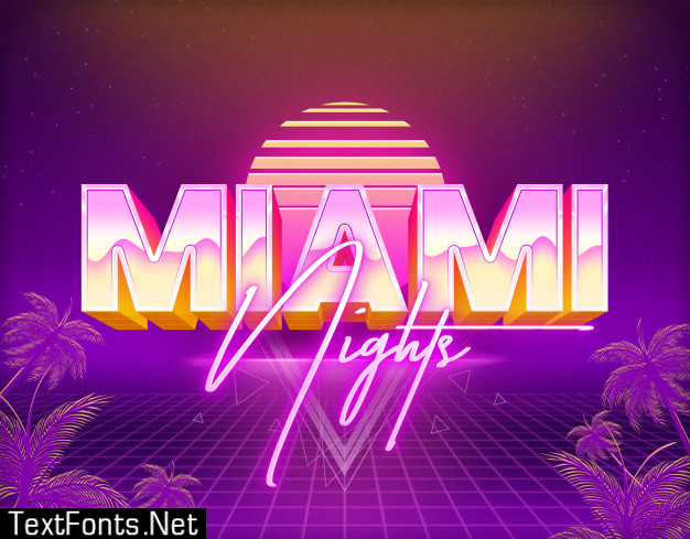 Miami nights text effects template psd layer style Premium Psd