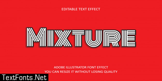 Mixture vector editable text effect font on red