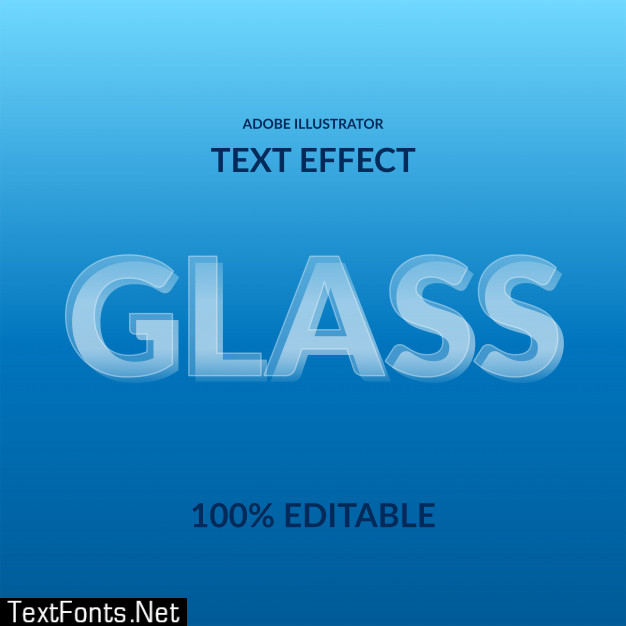 Modern san serif font 3d modern white glass transparent editable text effect