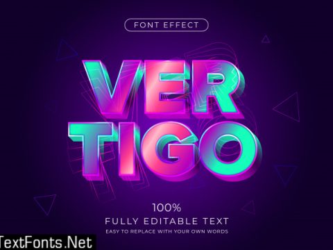 Modern vibrant 3d text effect. editable font style