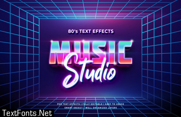 Music studio 3d text style effect