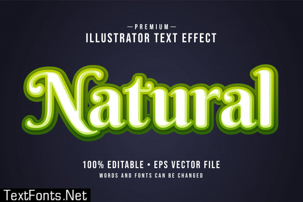 Natural editable 3d text effect or graphic style with light green gradient