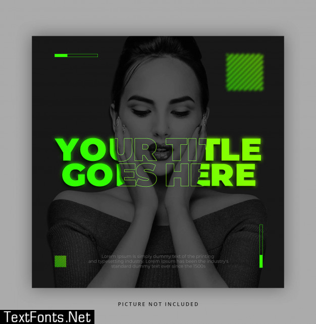 Neon glow in the dark  instagram social media template with text effect