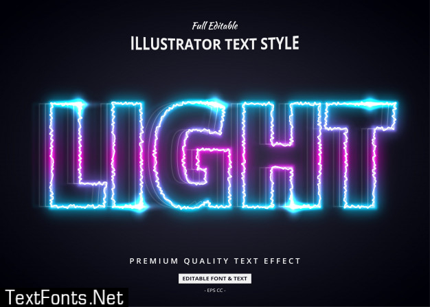 Neon light 3d text style effect