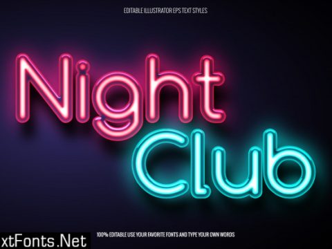 Neon text effect for night club related design