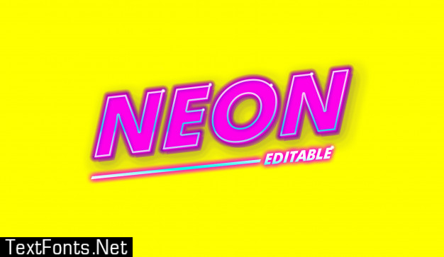 Neon text effect in pink and yellow