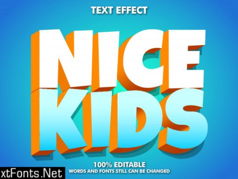 "nice kids" 3d cartoon text effect