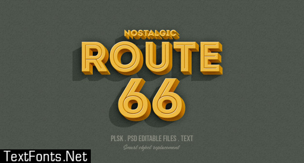 Nostalgic route 66 3d text style effect mockup