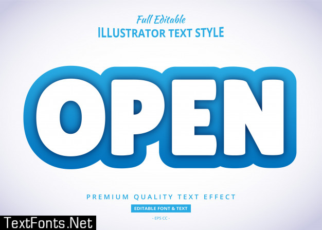 Open blue text effect