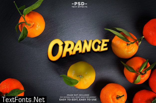 Orange text effect template premium psd