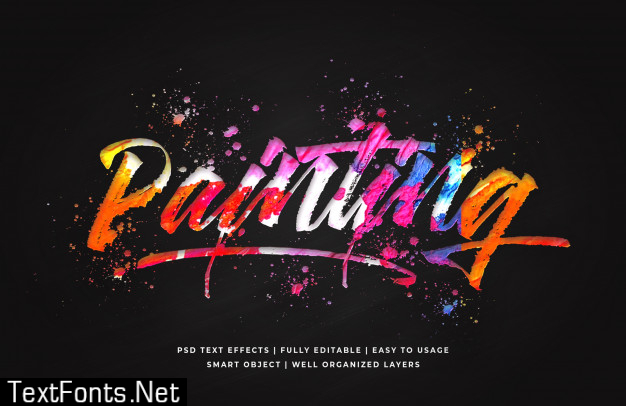 Painting 3d text style effect template