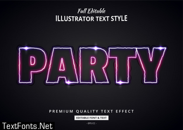 Party neon 3d text style effect