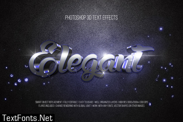 Photoshop 3d text effects elegant