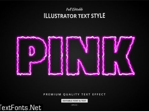 Pink electricity text style effect