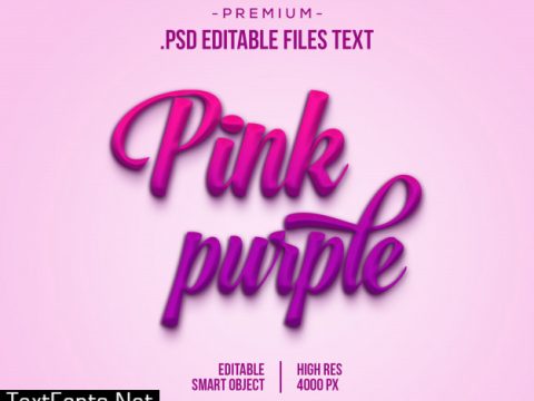 Pink purple text style effect, hand drawn