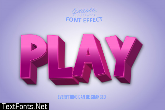 Play text, 3d editable font effect