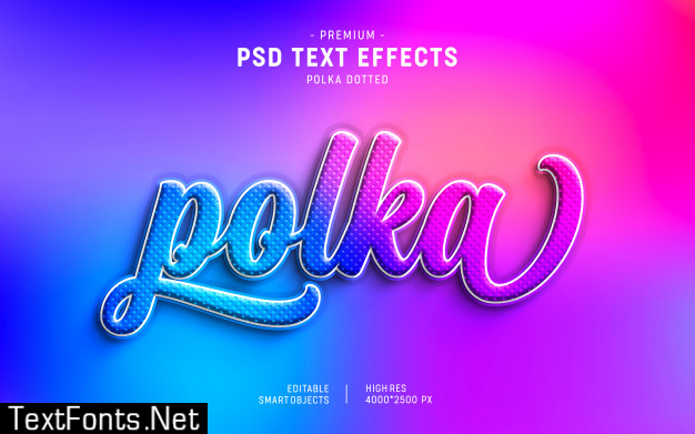 Polka dot on vivid color text effect style