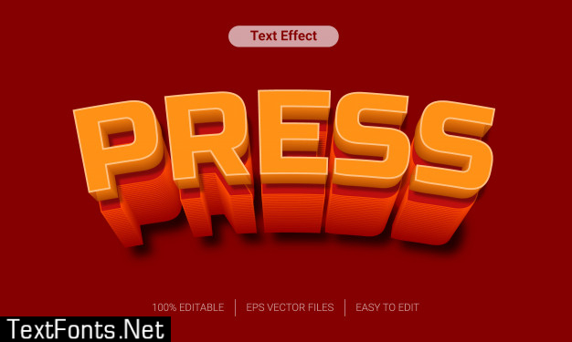 Press with orange long shadow 3d text effect