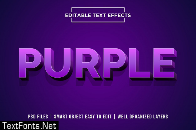 Purple 3d text style effect premium psd