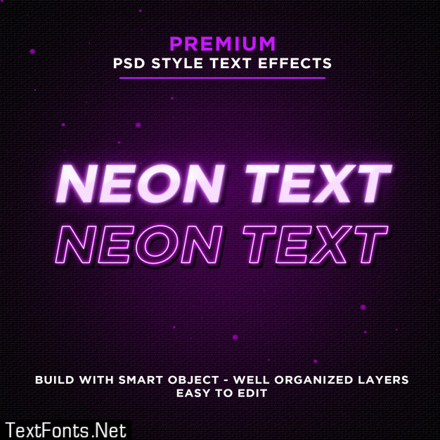 Purple glowing neon text effects