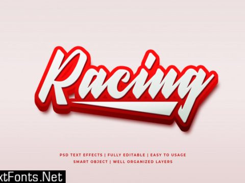 Racing 3d text style effect premium psd