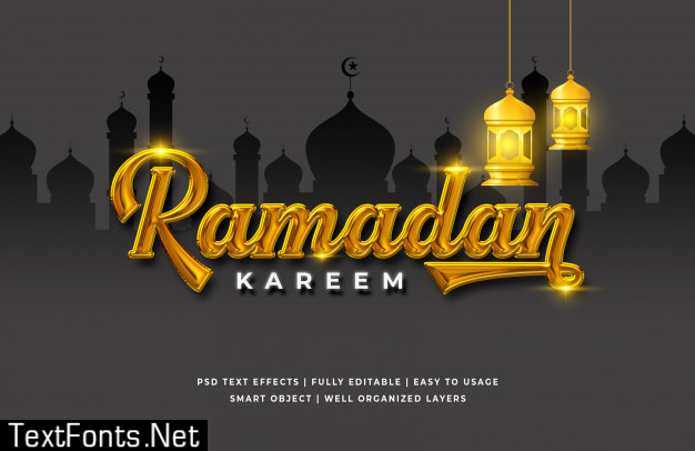 Ramadan kareem 3d text style effect