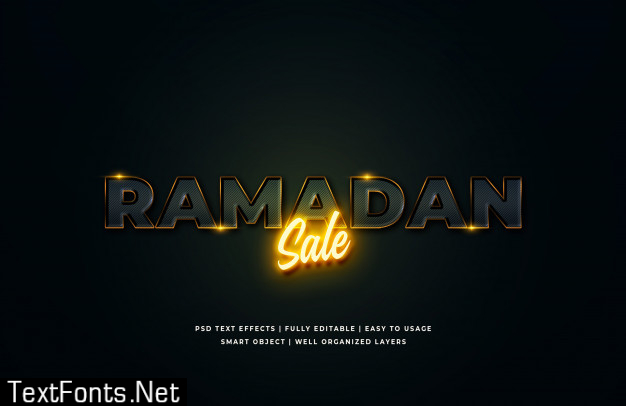 Ramadan sale 3d text style effect