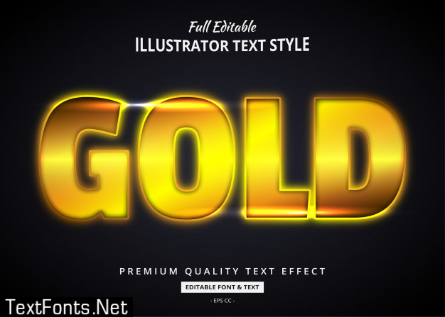 Realistic gold text style effect