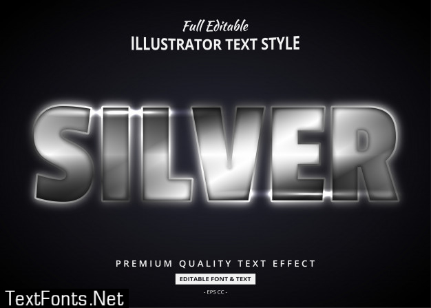 Realistic silver text style effect