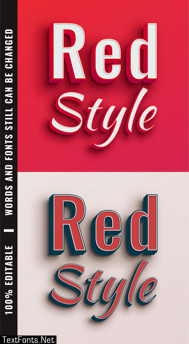 Red 3d text effect