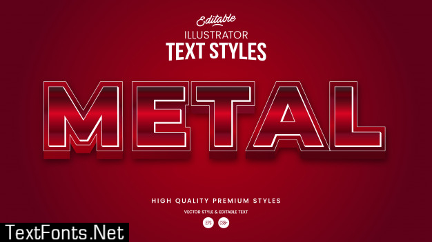 Red realistic metal gradient  modern abstract text effect editable graphic style